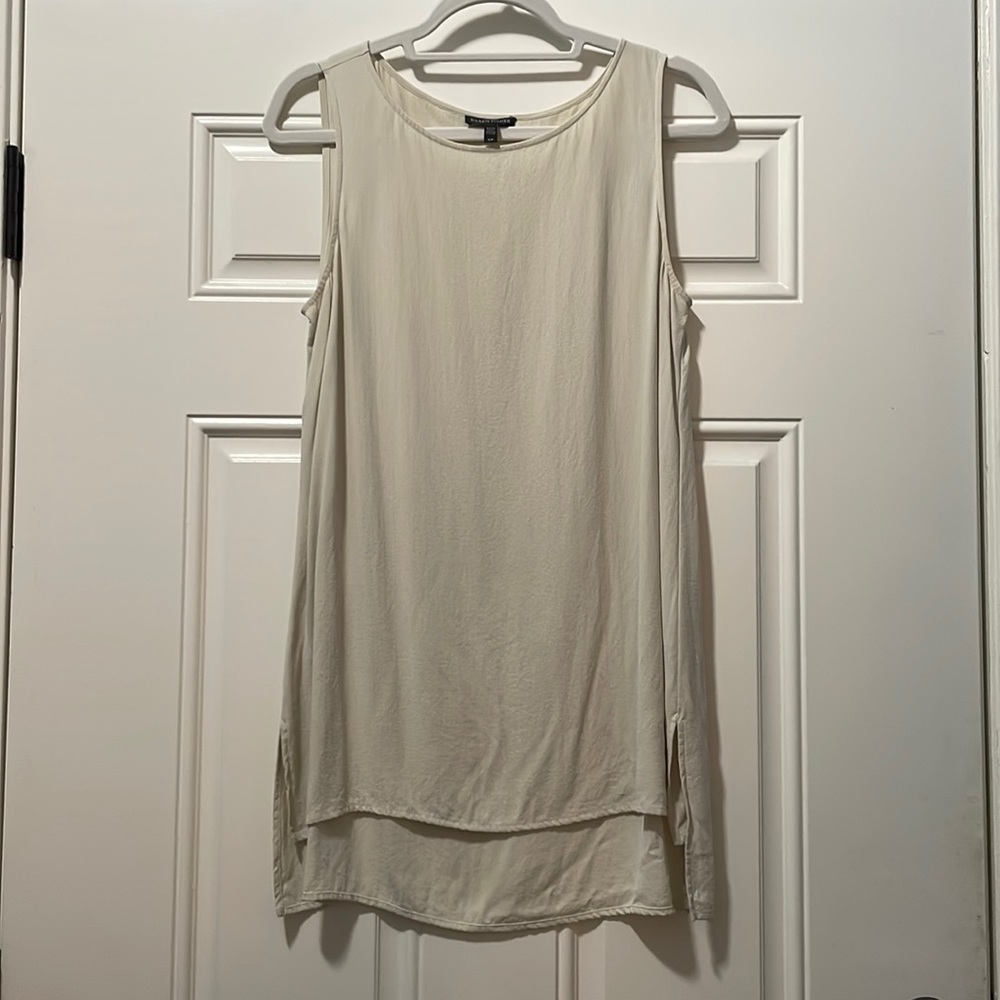 Eileen Fisher silk tank tunic, bone, small